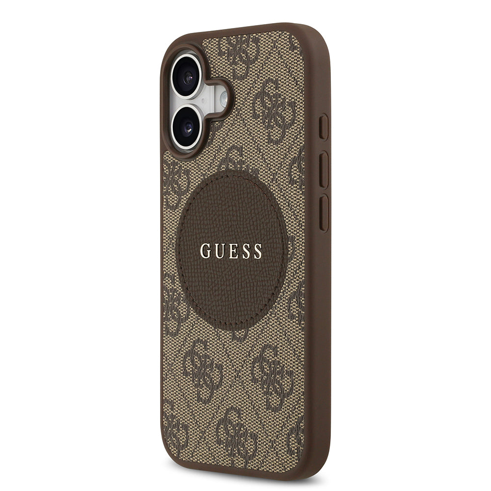 Apple iPhone 17 Kılıf Guess Orjinal Lisanslı M-safe Şarj Özellikli Yazı Logolu Circle Classic Kapak Pembe