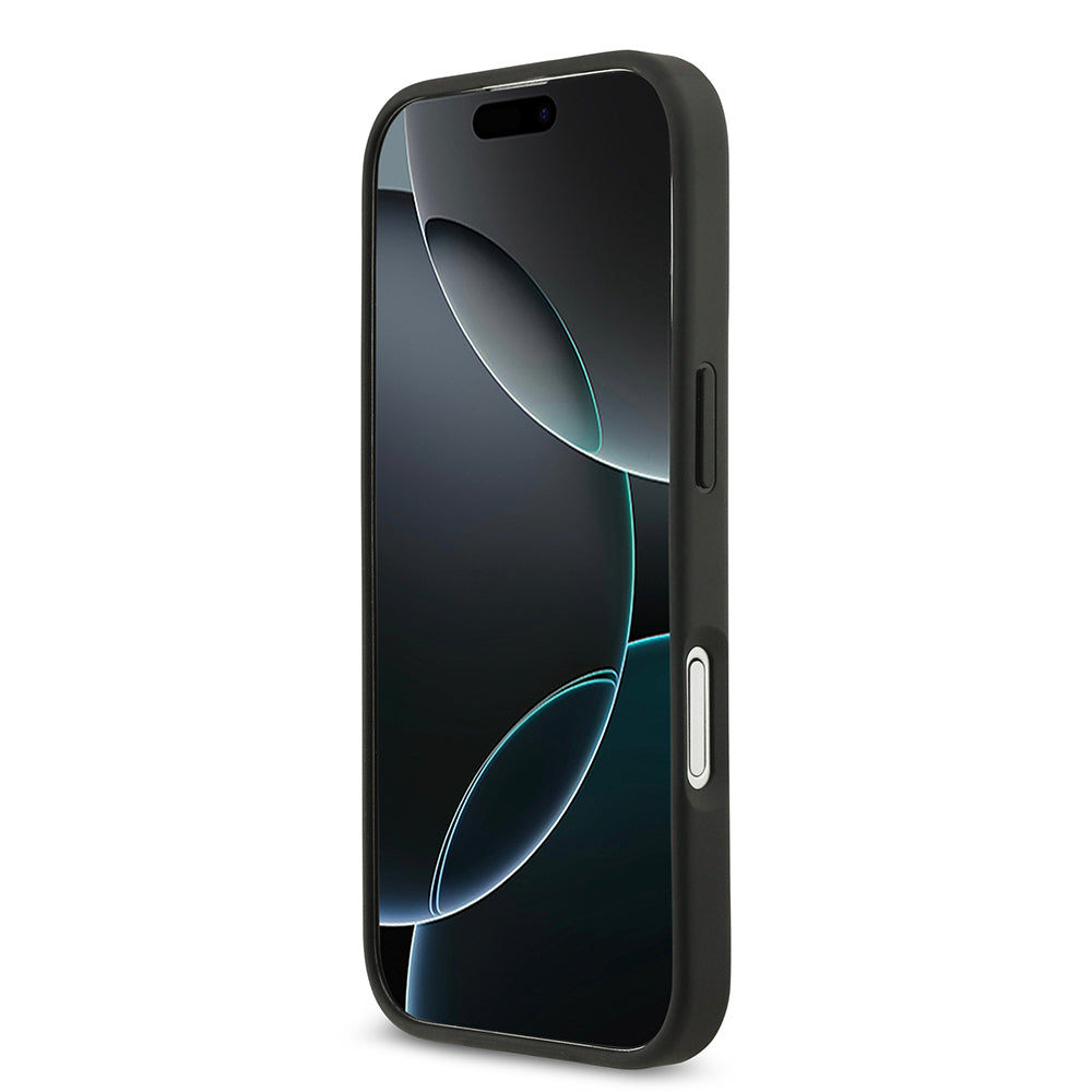 Apple iPhone 17 Kılıf Guess Orjinal Lisanslı Taşlı Arka Yüzey Üçgen Logolu Kapak Siyah