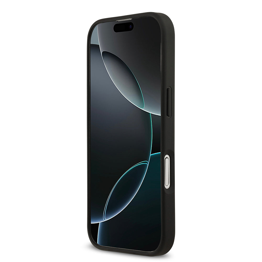 Apple iPhone 17 Kılıf Lacoste Orjinal Lisanslı M-safe Şarj Özellikli PU Deri Tasarımlı Karışık Monogram Desenli Kapak  Siyah