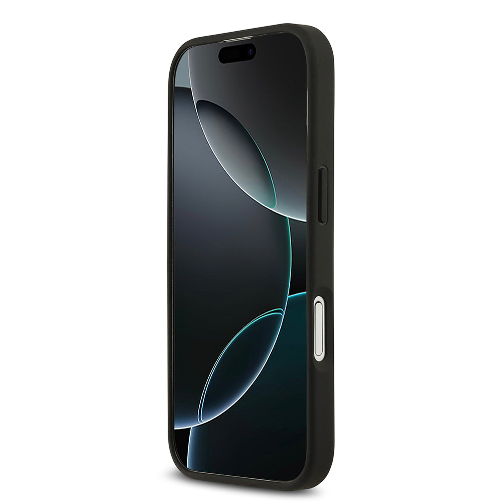 Apple iPhone 17 Kılıf Lacoste Orjinal Lisanslı M-safe Şarj Özellikli PU Deri Tasarımlı Kartlıklı Karışık Monogram Desenli Kapak Siyah