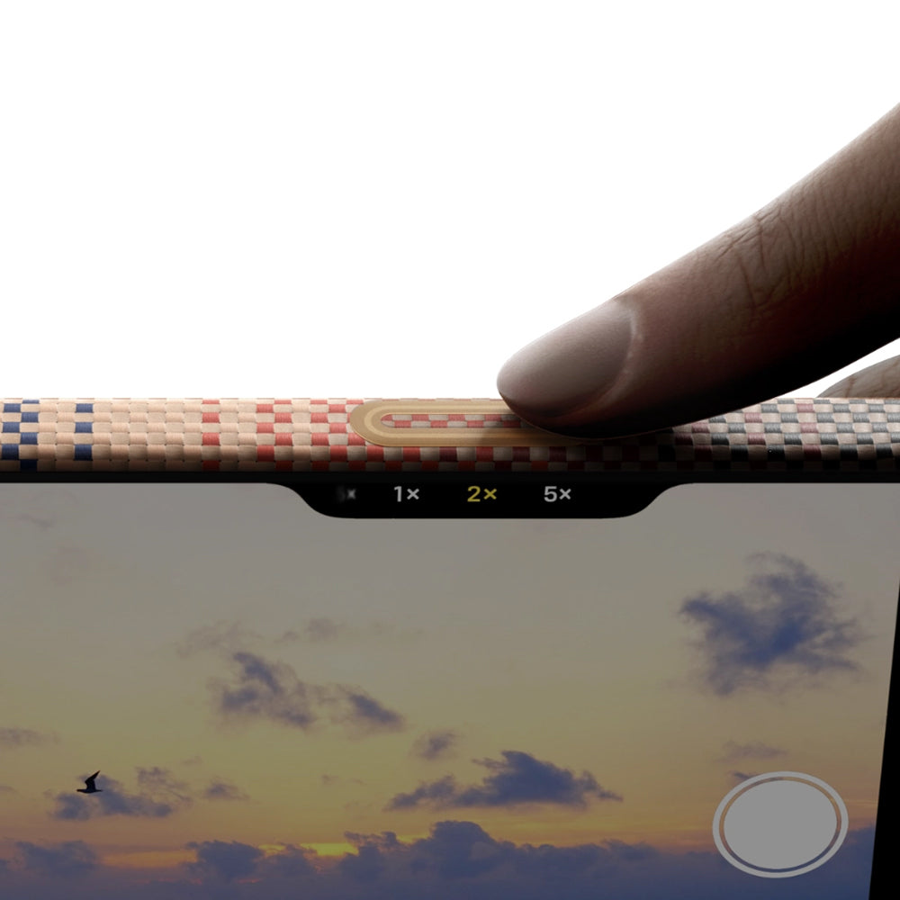 Apple iPhone 17 Kılıf M-safe Şarj Özellikli Aramid Fiber Pitaka Tactile Woven Sunset-Moonrise Serisi Kapak Mavi