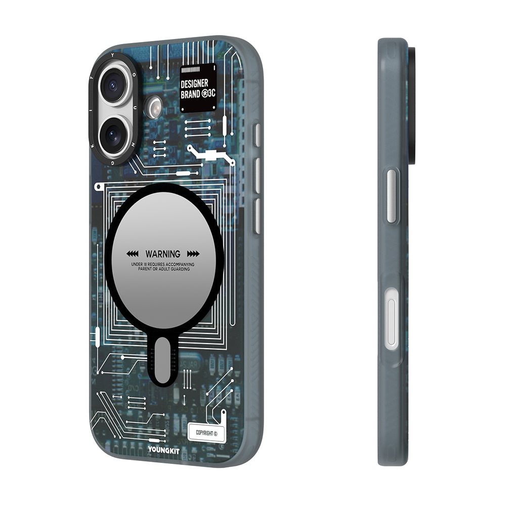 Apple iPhone 17 Kılıf M-safe Şarj Özellikli Kamera Denetim Butonlu Youngkit Technology Serisi Kapak Turuncu