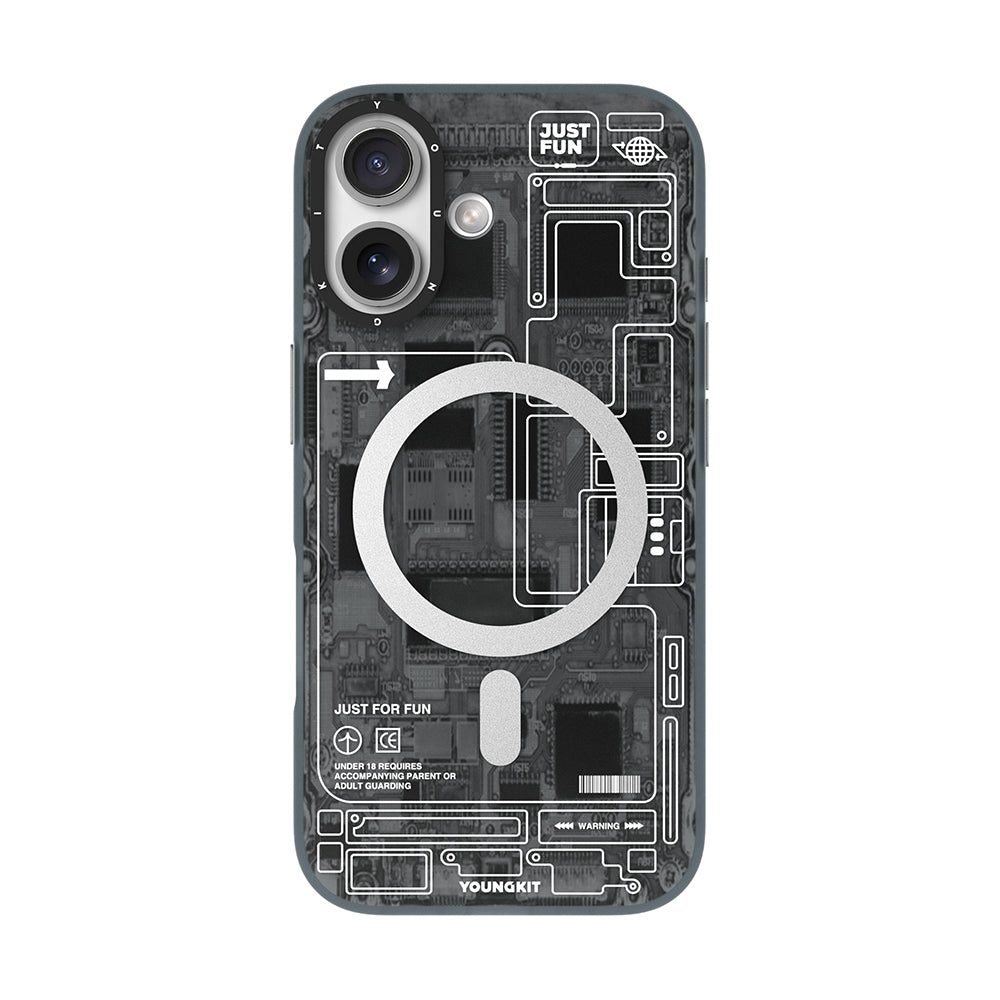 Apple iPhone 17 Kılıf M-safe Şarj Özellikli Kamera Denetim Butonlu Youngkit Technology Serisi Kapak Siyah