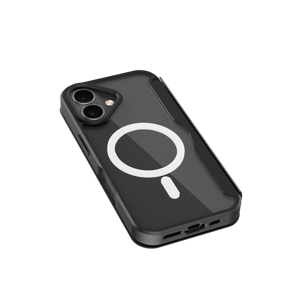 Apple iPhone 17 Kılıf M-Safe Şarj Özellikli Raptic Air Folio Şeffaf Kartlıklı Kapaklı Kılıf Siyah