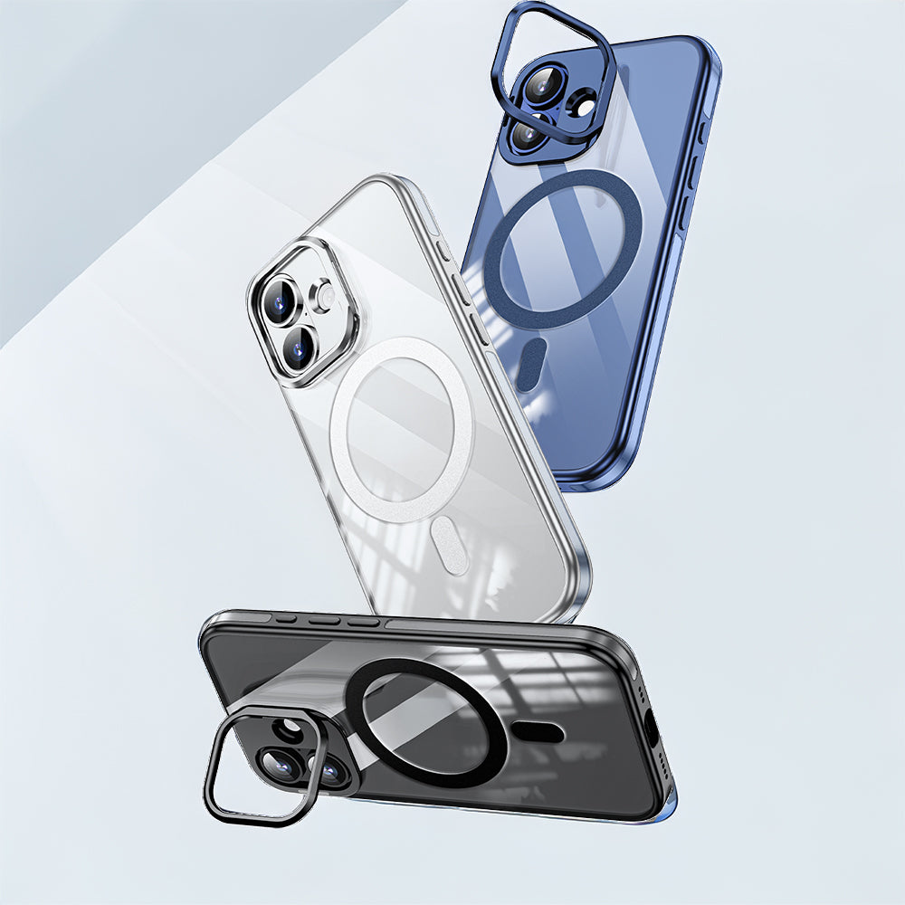 Apple iPhone 17 Kılıf M-safe Şarj Özellikli Wlons Standlı Efsane Kapak Siyah