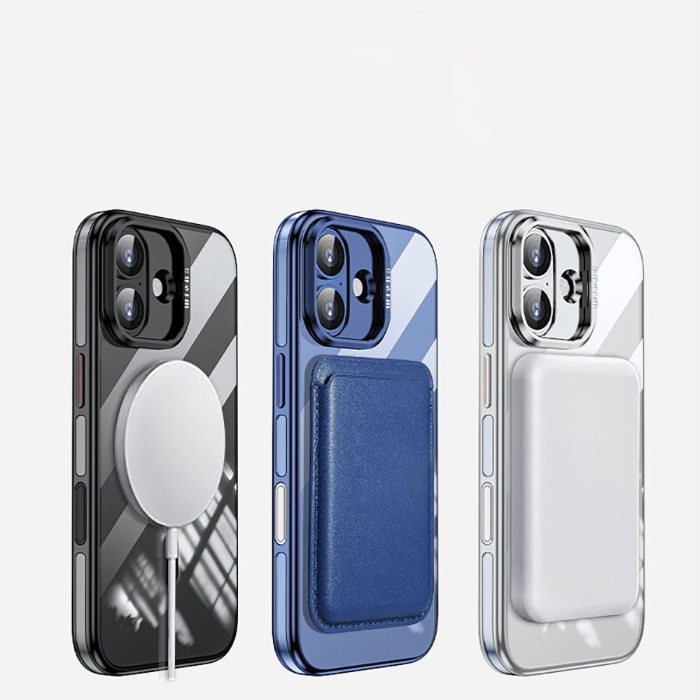 Apple iPhone 17 Kılıf M-safe Şarj Özellikli Wlons Standlı Efsane Kapak Gümüş