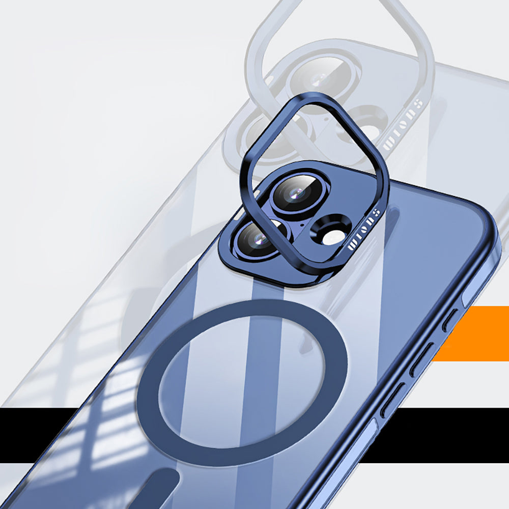 Apple iPhone 17 Kılıf M-safe Şarj Özellikli Wlons Standlı Efsane Kapak Mavi