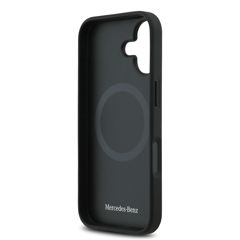 Apple iPhone 17 Kılıf Mercedes Benz Orjinal Lisanslı M-safe Şarj Özellikli Dokulu Desenli Deri Kapak Kahverengi