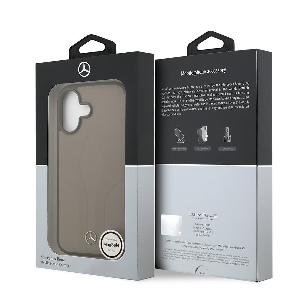 Apple iPhone 17 Kılıf Mercedes Benz Orjinal Lisanslı M-safe Şarj Özellikli Dokulu Desenli Deri Kapak Kahverengi