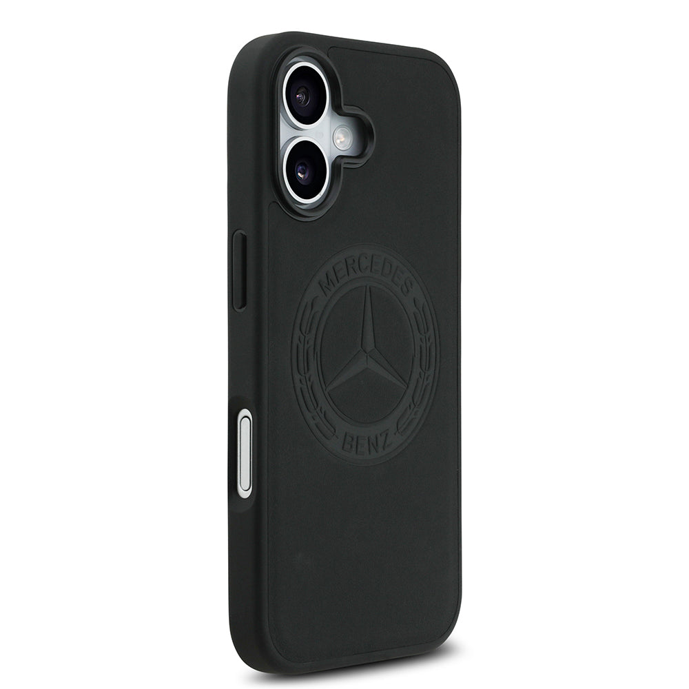 Apple iPhone 17 Kılıf Mercedes Benz Orjinal Lisanslı M-safe Şarj Özellikli Hakiki Deri Nostaljik Yıldız Dizayn Kapak Siyah