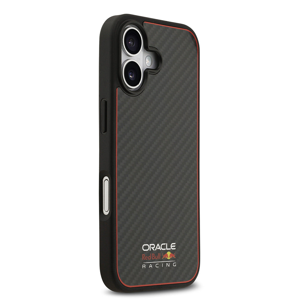 Apple iPhone 17 Kılıf Redbull Orjinal Lisanslı M-safe Şarj Özellikli Karbon Fiber Parlayan Logolu Kevlar Kapak  Siyah