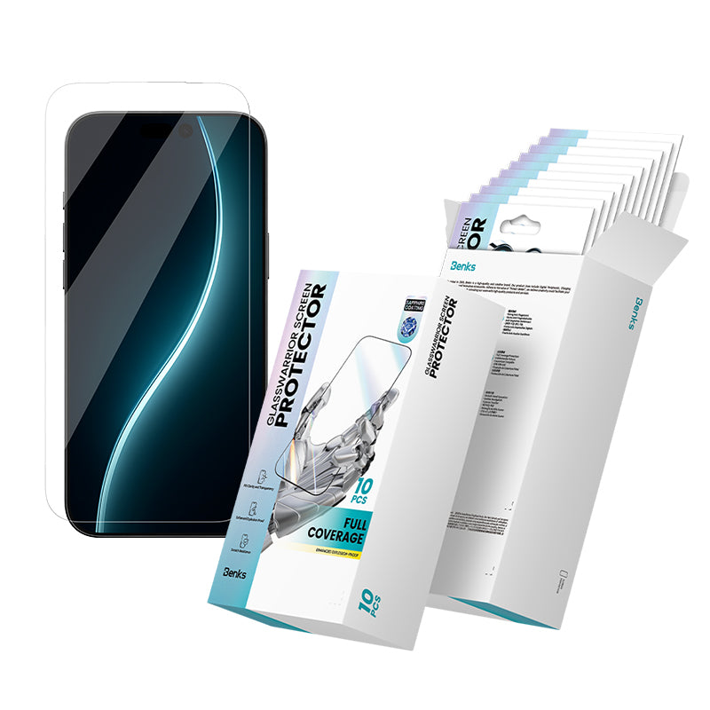 Apple iPhone 17 Pro Benks Glass Warrior Safir Coating 0.3mm Cam Ekran Koruyucu 10'lu Paket Şeffaf