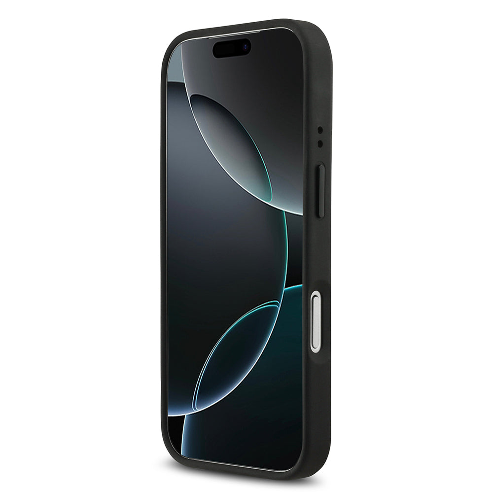 Apple iPhone 17 Pro Kılıf BMW Orjinal Lisanslı M-safe Şarj Özellikli Deri Arka Yüzey Metal Logolu Delikli Şerit Tasarımlı Kapak Gri