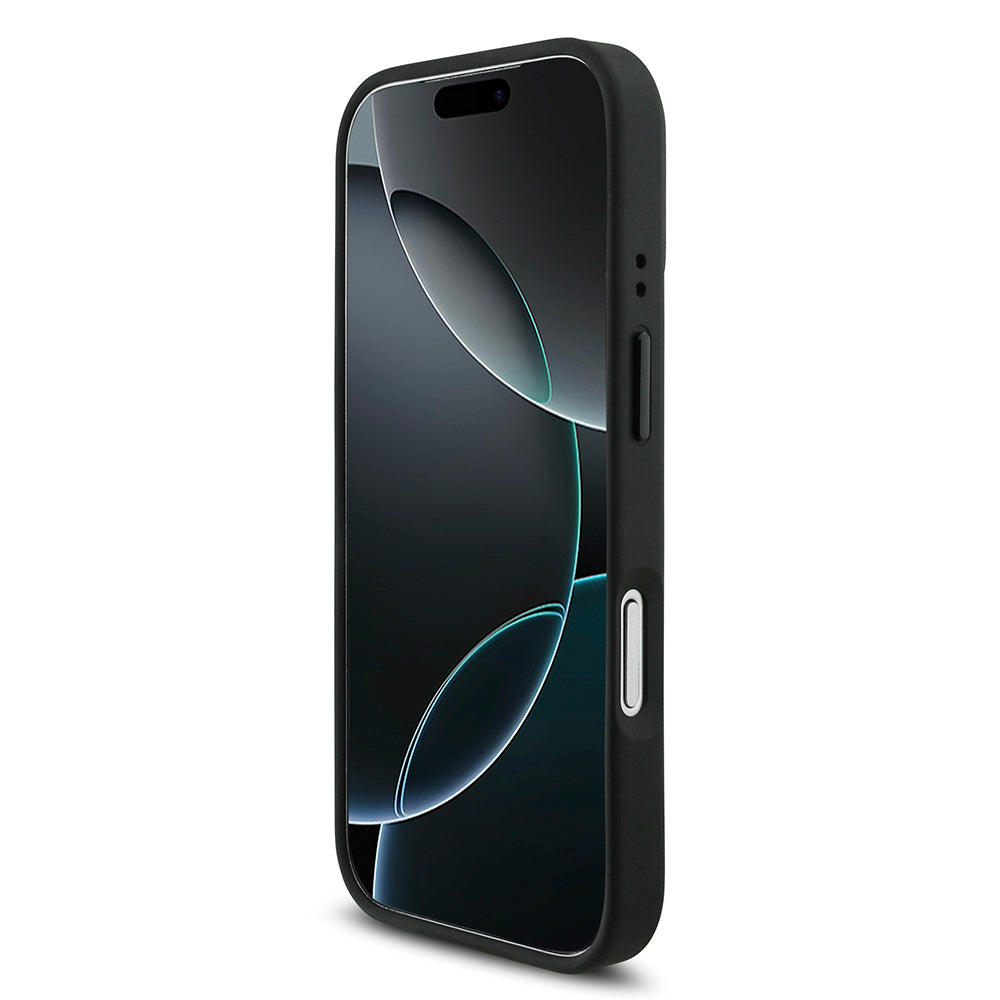 Apple iPhone 17 Pro Kılıf BMW Orjinal Lisanslı M-safe Şarj Özellikli M Logolu Üç Şeritli Delikli Deri Kapak Gri