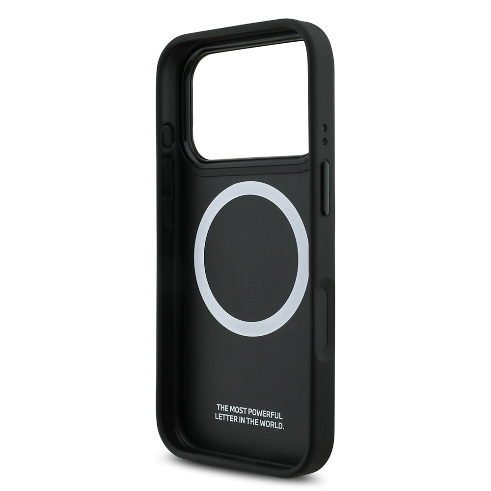 Apple iPhone 17 Pro Kılıf BMW Orjinal Lisanslı M-safe Şarj Özellikli M Logolu Üç Şeritli Delikli Deri Kapak Gri