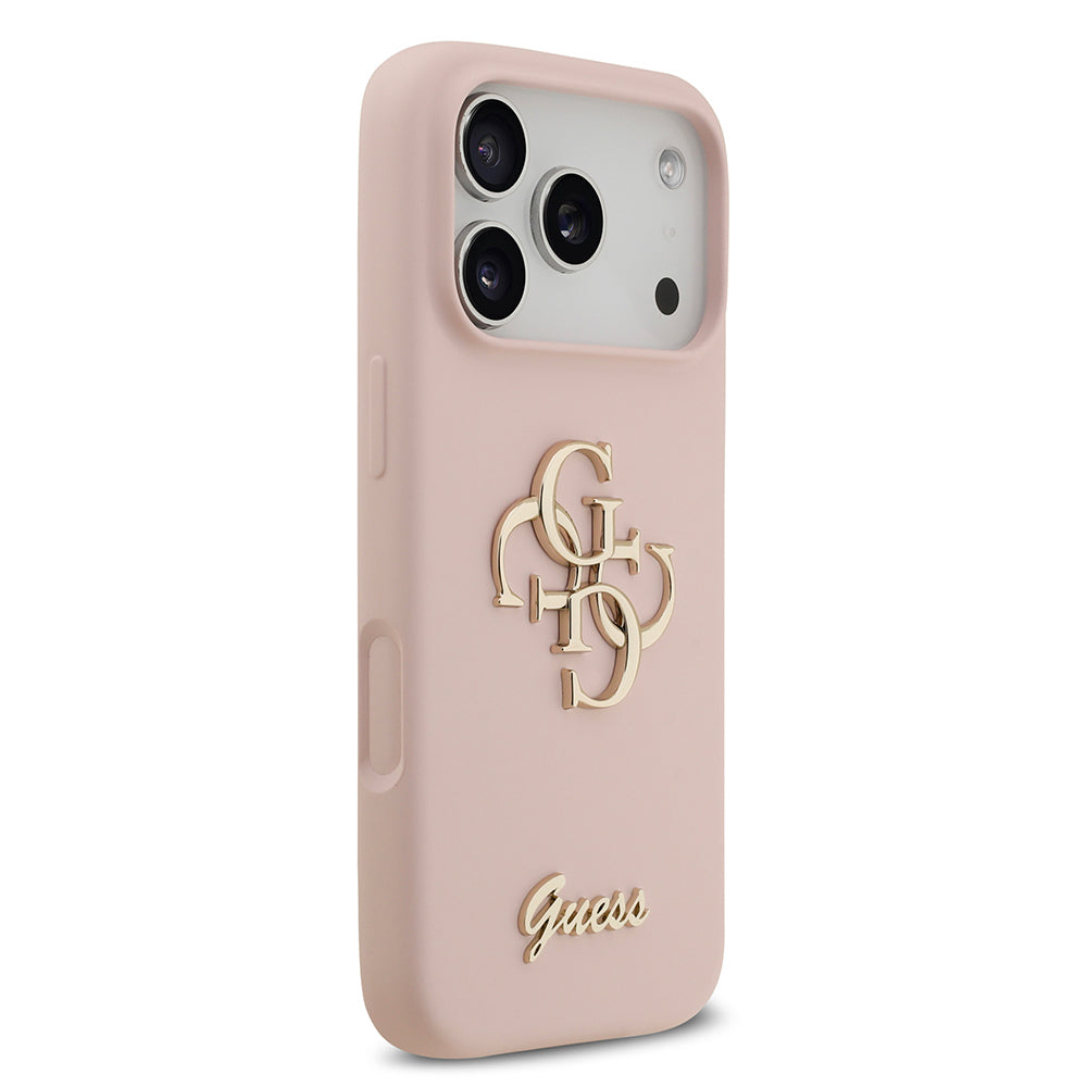 Apple iPhone 17 Pro Kılıf Guess Orjinal Lisanslı Grained Yazı Logolu Kapak Siyah