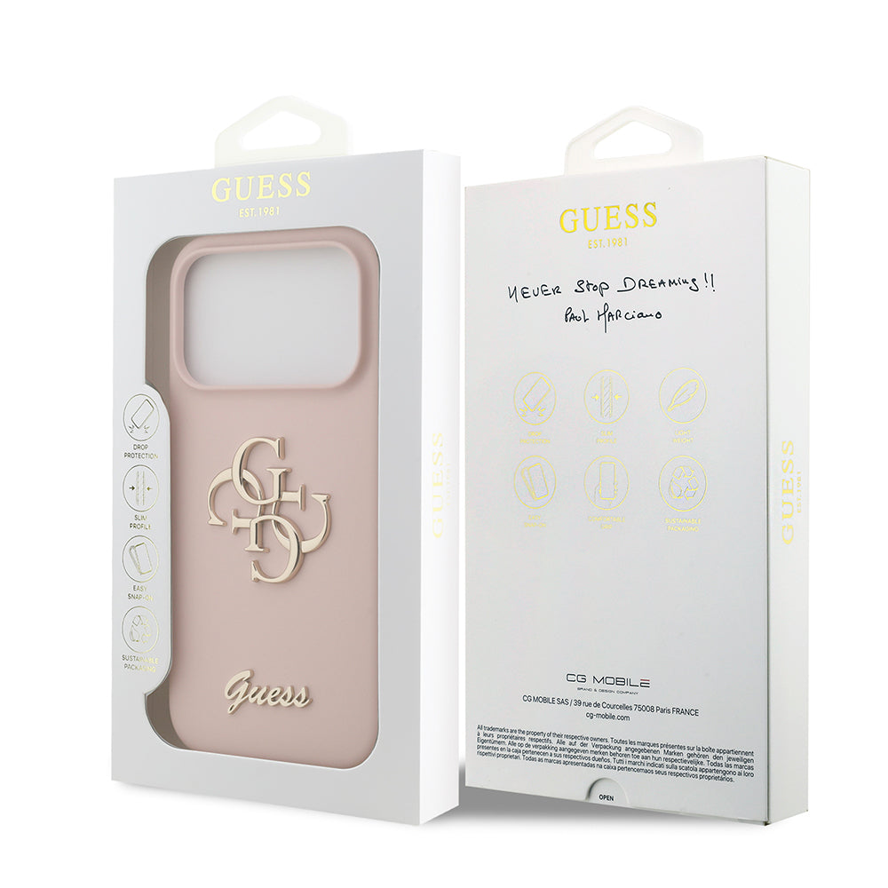 Apple iPhone 17 Pro Kılıf Guess Orjinal Lisanslı Grained Yazı Logolu Kapak Kahverengi