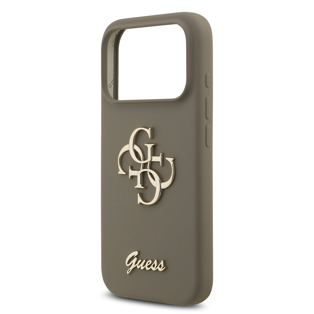 Apple iPhone 17 Pro Kılıf Guess Orjinal Lisanslı Grained Yazı Logolu Kapak Pembe