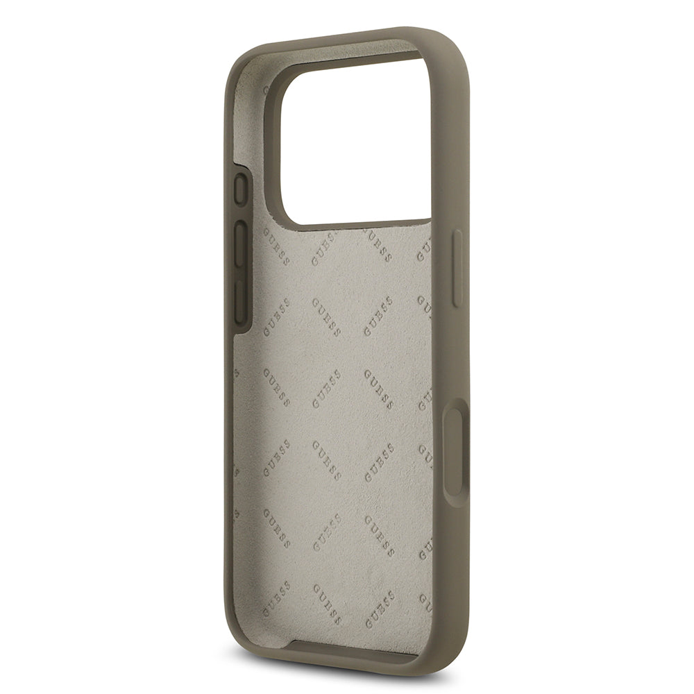 Apple iPhone 17 Pro Kılıf Guess Orjinal Lisanslı Grained Yazı Logolu Kapak Pembe