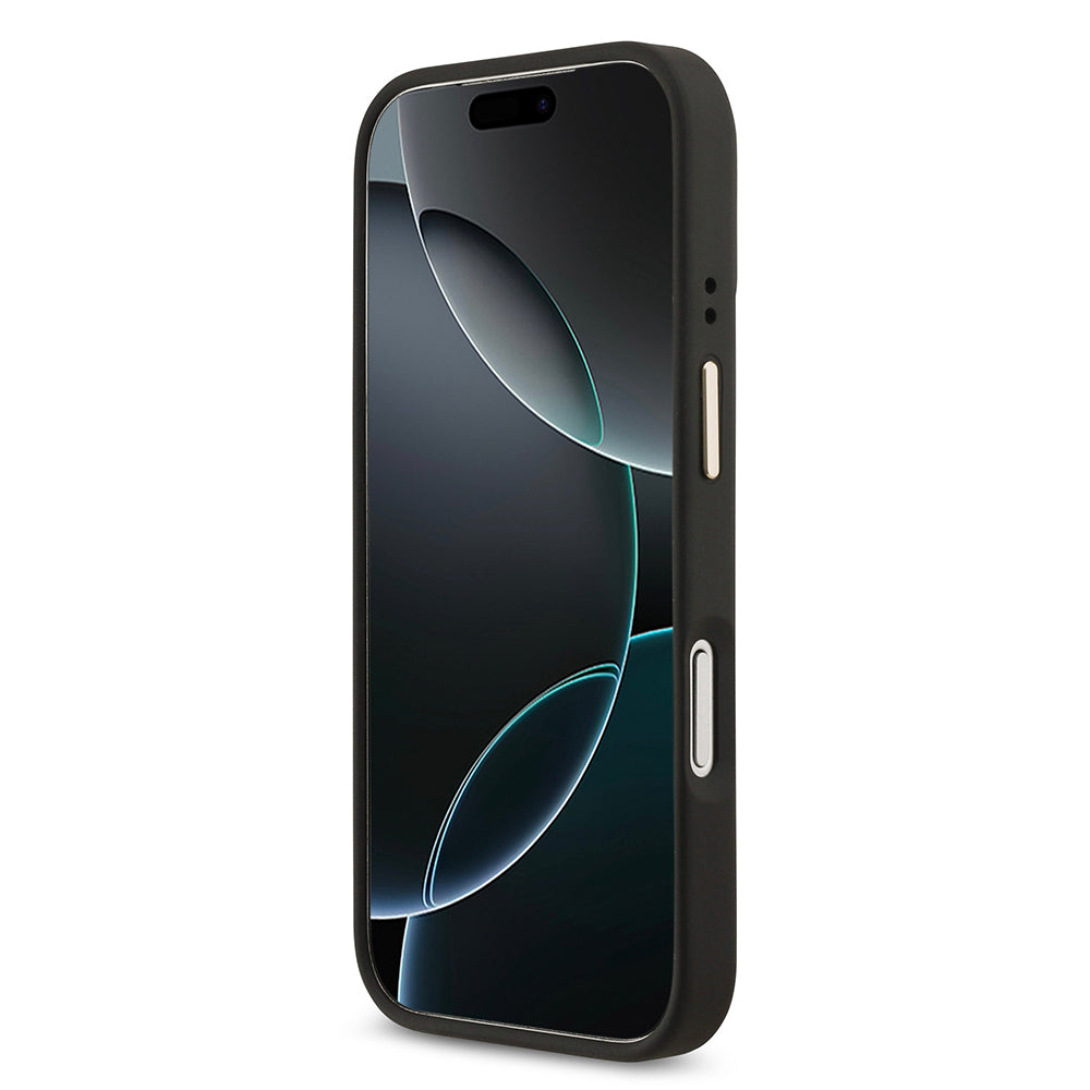 Apple iPhone 17 Pro Kılıf Guess Orjinal Lisanslı M-safe Şarj Özellikli Gold Metal Kamera Çerçeveli Taşlı 4G Logolu Kapak Pembe