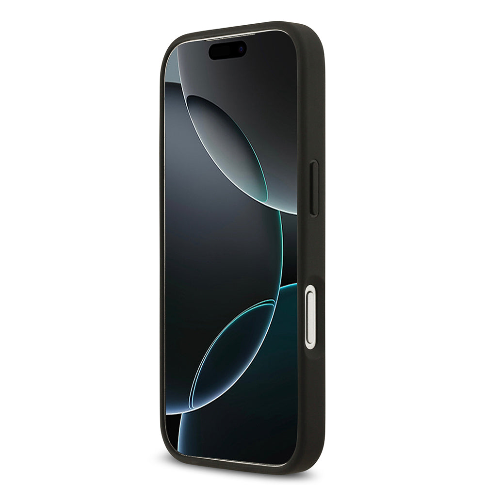 Apple iPhone 17 Pro Kılıf Guess Orjinal Lisanslı M-safe Şarj Özellikli Taneli Çiçek Tasarımlı Metal Yazı Logolu Kapak Pembe