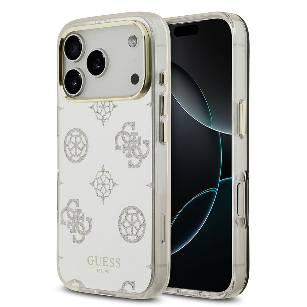 Apple iPhone 17 Pro Kılıf Guess Orjinal Lisanslı Metal Kamera Çerçeveli Simli Aynalı Kapak Gümüş