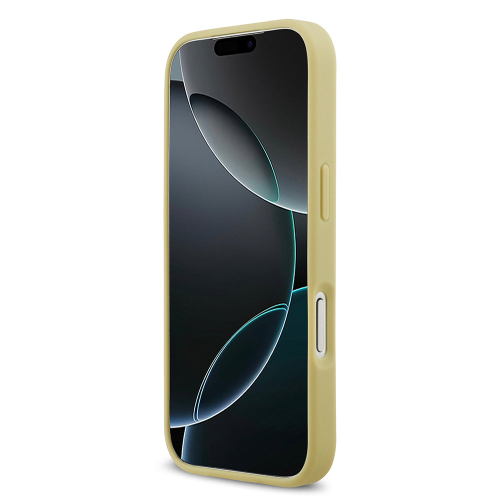 Apple iPhone 17 Pro Kılıf Guess Orjinal Lisanslı Taşlı Arka Yüzey Üçgen Logolu Kapak Gümüş