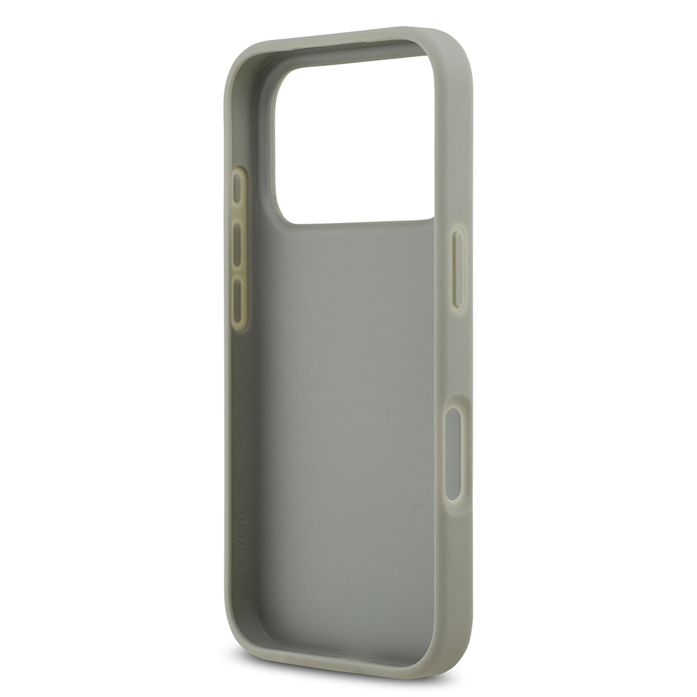 Apple iPhone 17 Pro Kılıf Guess Orjinal Lisanslı Taşlı Arka Yüzey Üçgen Logolu Kapak Gümüş