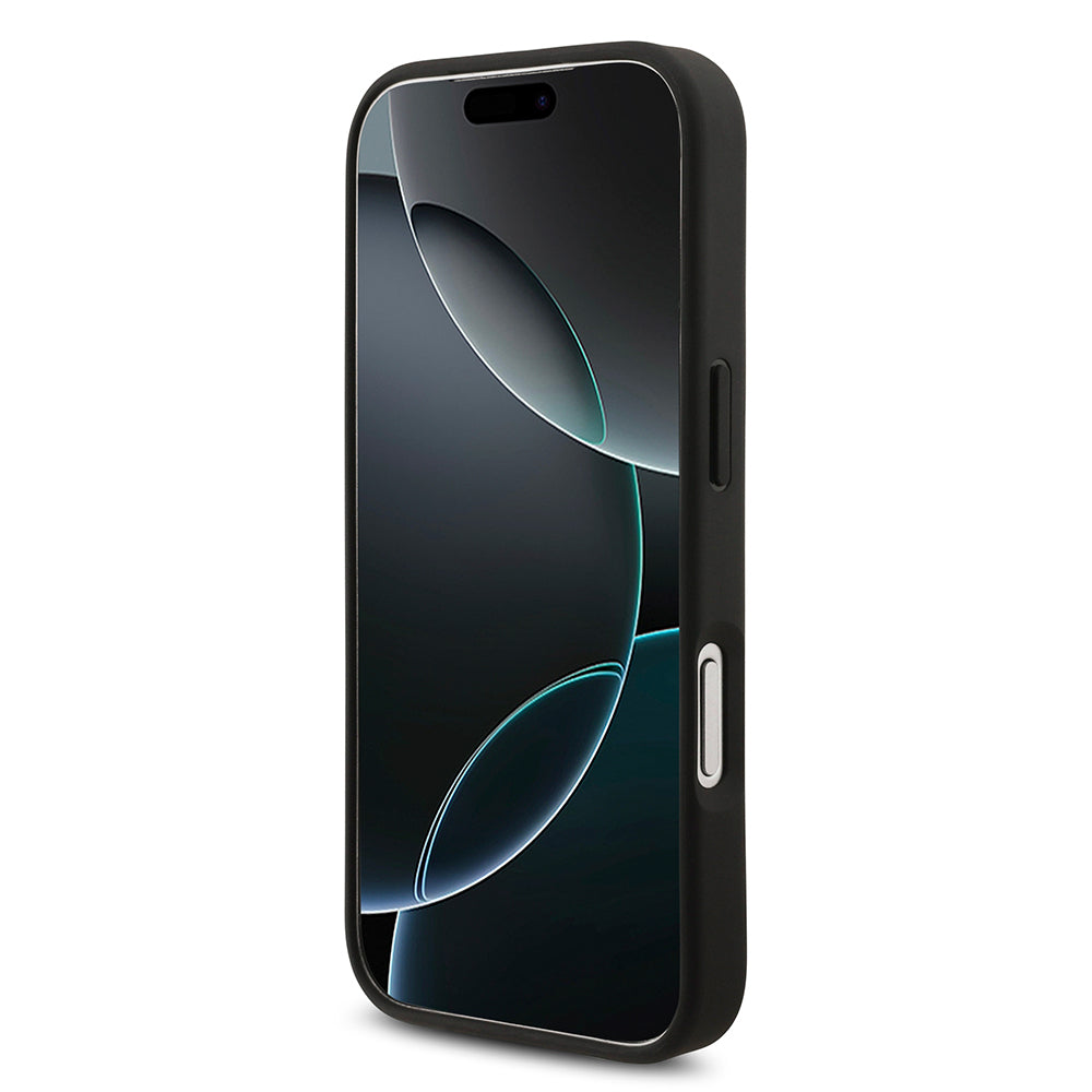 Apple iPhone 17 Pro Kılıf Lacoste Orjinal Lisanslı M-safe Şarj Özellikli PU Deri Tasarımlı Karışık Monogram Desenli Kapak  Siyah