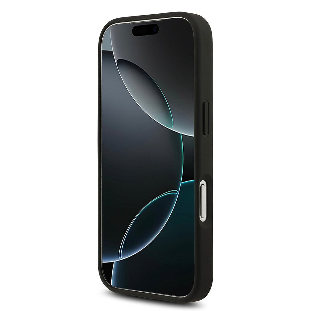 Apple iPhone 17 Pro Kılıf Lacoste Orjinal Lisanslı M-safe Şarj Özellikli PU Deri Tasarımlı Metal Logolu Kapak Siyah