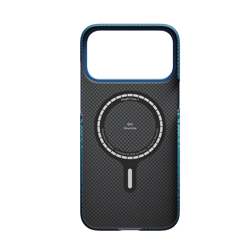 Apple iPhone 17 Pro Kılıf M-safe Şarj Özellikli Aramid Fiber Pitaka Tactile Woven Starpeak Serisi Milky Way Galaxy Kapak Mavi