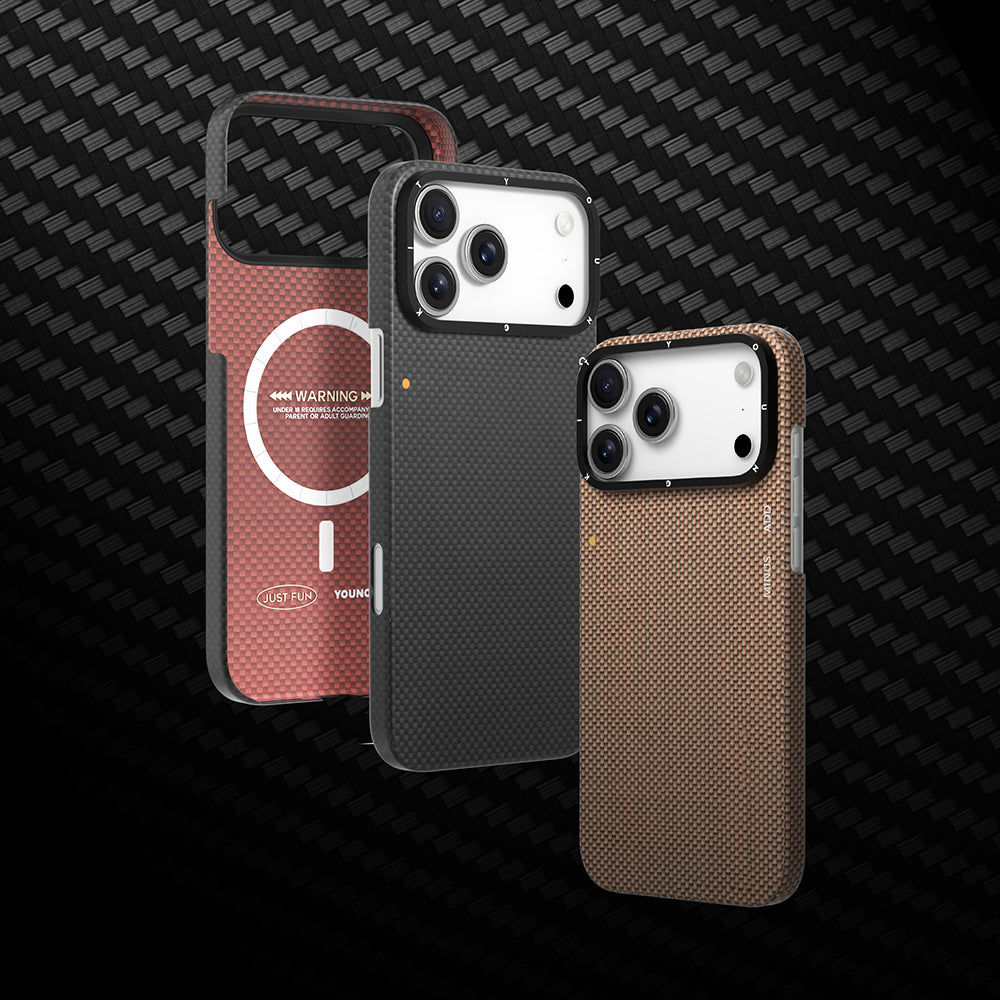 Apple iPhone 17 Pro Kılıf M-safe Şarj Özellikli Aramid Fiber Youngkit 1500D Kevlar Extreme Wing Titanyum-Gold Serisi Kapak Titanyum-Gold