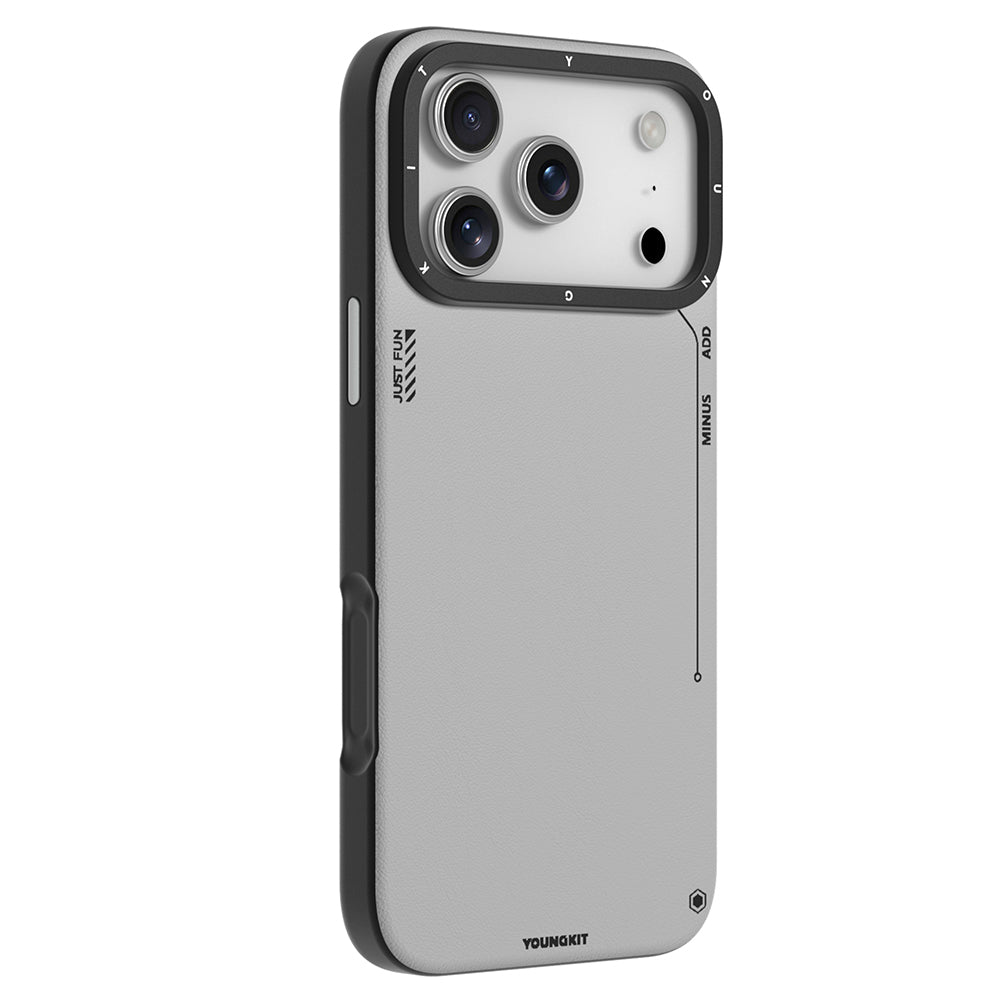 Apple iPhone 17 Pro Kılıf M-safe Şarj Özellikli Basit Mat Deri Desenli Youngkit Tech Fashion Serisi Kapak Kahverengi