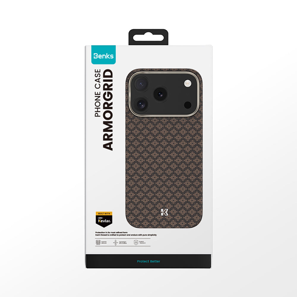 Apple iPhone 17 Pro Kılıf M-Safe Şarj Özellikli Benks ArmorAir ArmorGrid Serisi Kevlar Kapak Siyah