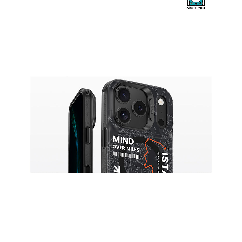 Apple iPhone 17 Pro Kılıf M-safe Şarj Özellikli Benks City Serisi Kapak Siyah-Turuncu