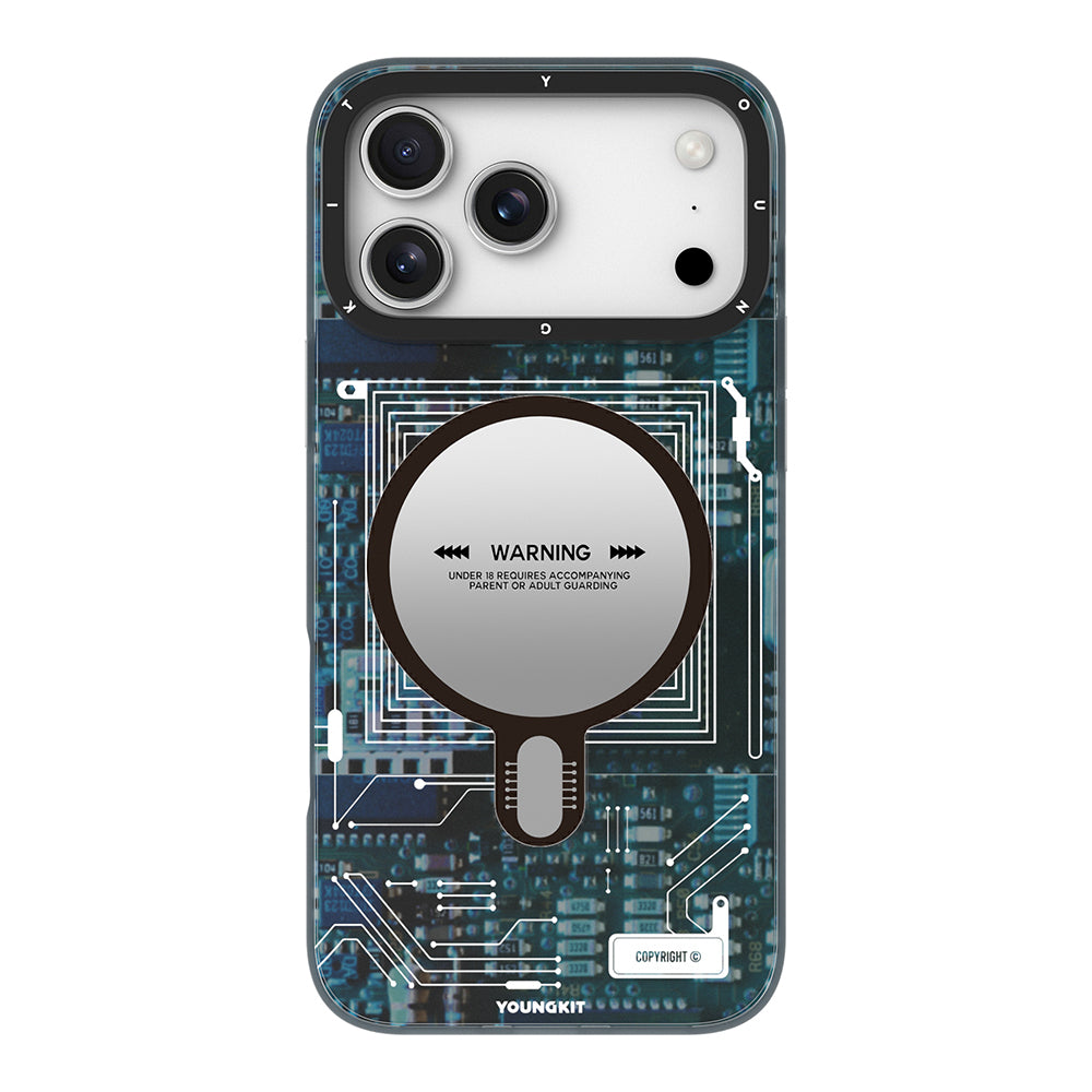 Apple iPhone 17 Pro Kılıf M-safe Şarj Özellikli Kamera Denetim Butonlu Youngkit Technology Serisi Kapak Mavi