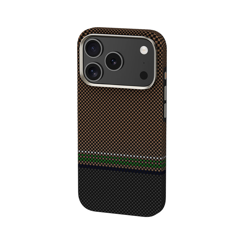 Apple iPhone 17 Pro Kılıf M-safe Şarj Özellikli Karbon Fiber Tasarımlı Benks Prestige ArmorPro Kevlar Kapak Gold