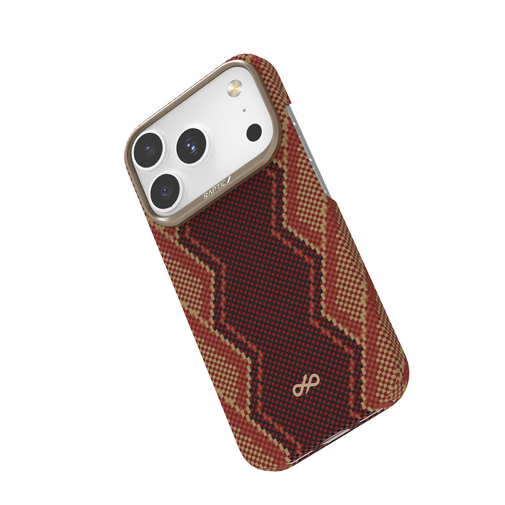 Apple iPhone 17 Pro Kılıf M-safe Şarj Özellikli Raptic Aramid Skin Bionic Serisi Kapak Kırmızı