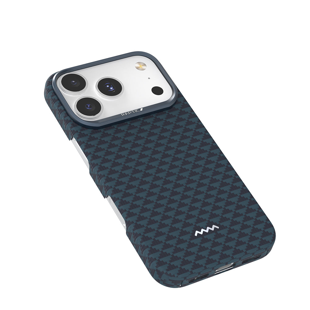 Apple iPhone 17 Pro Kılıf M-safe Şarj Özellikli Raptic Aramid Skin Origin Serisi Kapak Lacivert