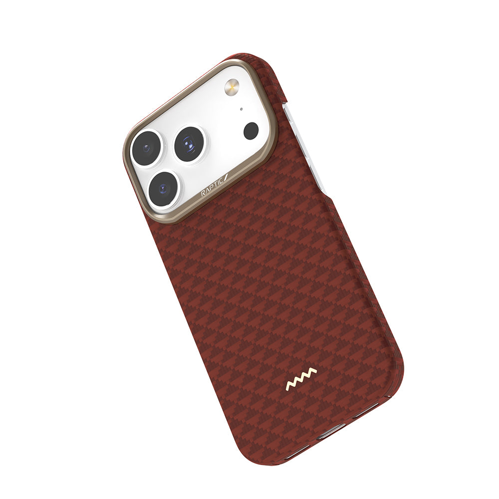 Apple iPhone 17 Pro Kılıf M-safe Şarj Özellikli Raptic Aramid Skin Origin Serisi Kapak Kahverengi