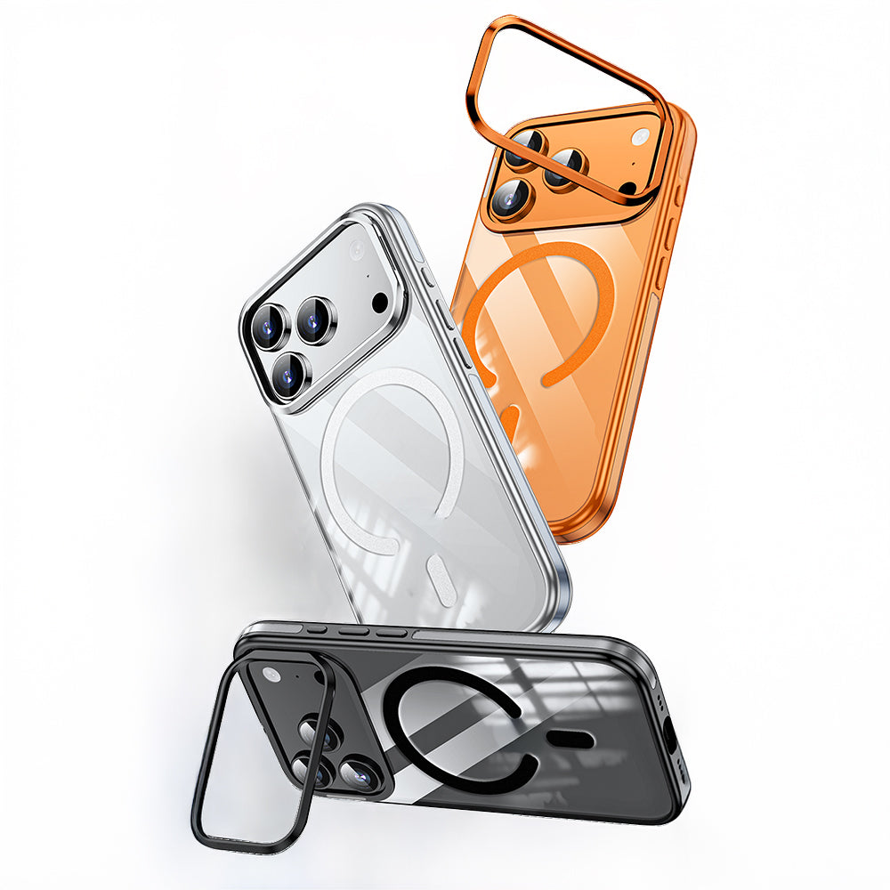 Apple iPhone 17 Pro Kılıf M-safe Şarj Özellikli Wlons Standlı Efsane Kapak Mavi