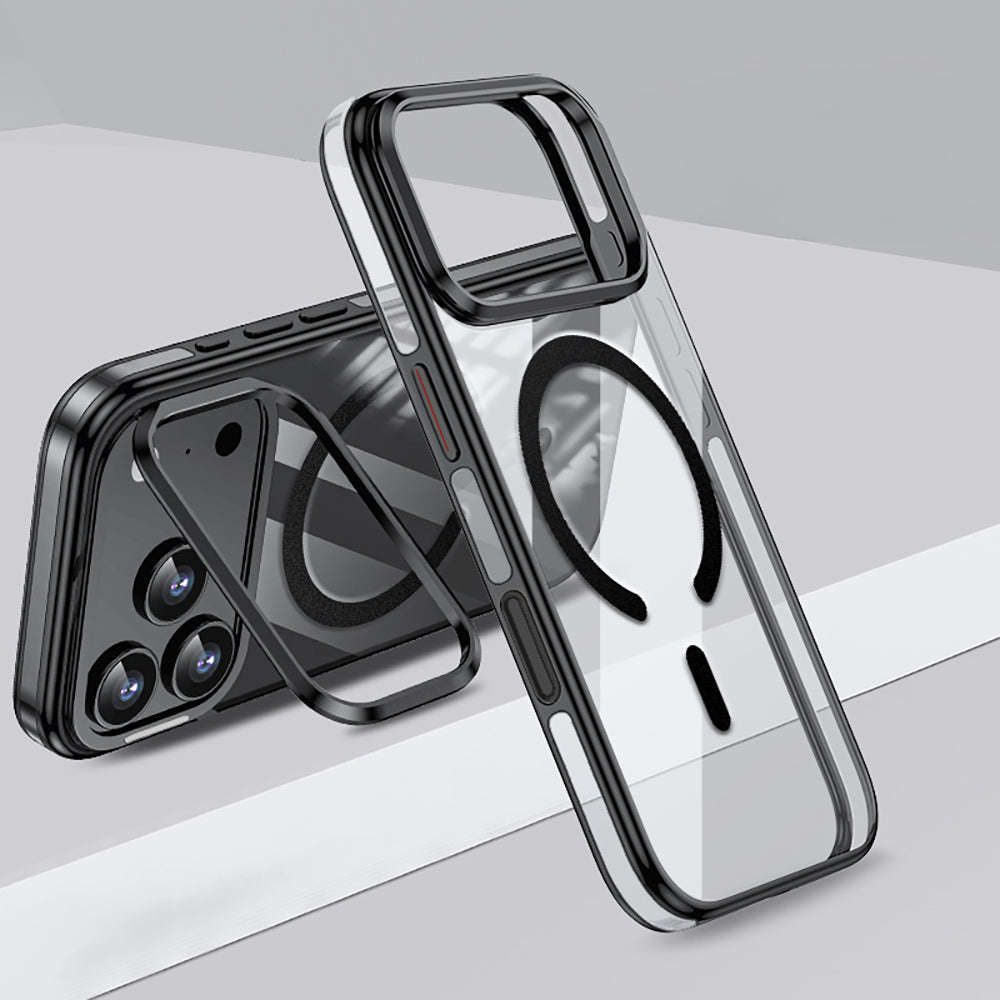 Apple iPhone 17 Pro Kılıf M-safe Şarj Özellikli Wlons Standlı Efsane Kapak Mavi