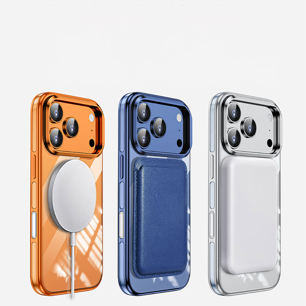 Apple iPhone 17 Pro Kılıf M-safe Şarj Özellikli Wlons Standlı Efsane Kapak Turuncu