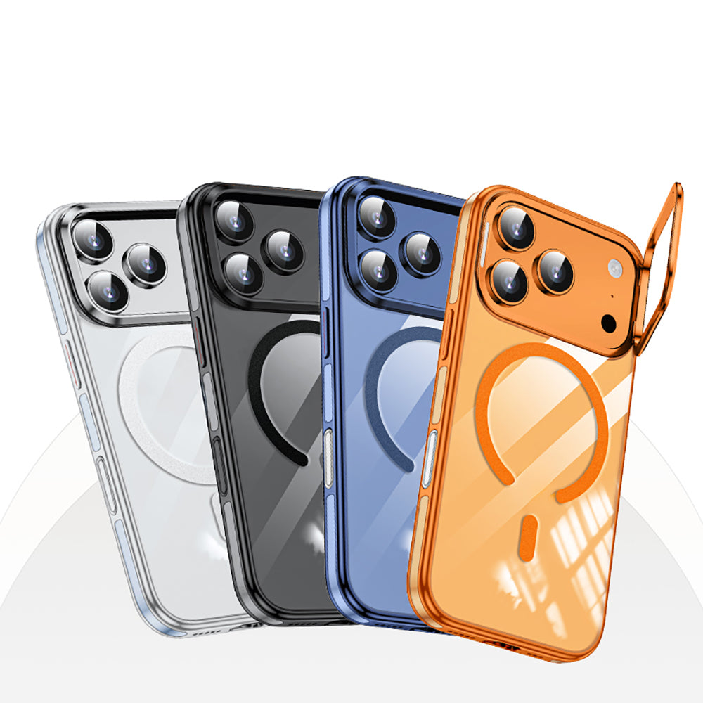 Apple iPhone 17 Pro Kılıf M-safe Şarj Özellikli Wlons Standlı Efsane Kapak Mavi