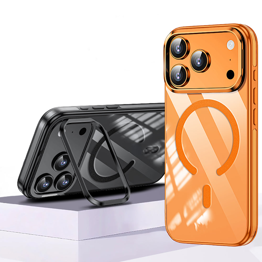 Apple iPhone 17 Pro Kılıf M-safe Şarj Özellikli Wlons Standlı Efsane Kapak Mavi