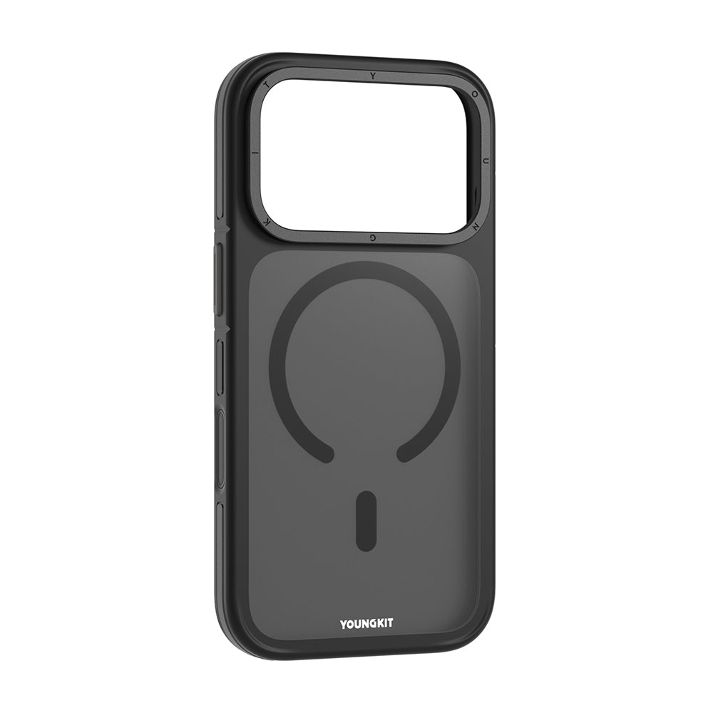 Apple iPhone 17 Pro Kılıf M-safe Şarj Özellikli Youngkit Rock Sand Serisi Kapak Gri