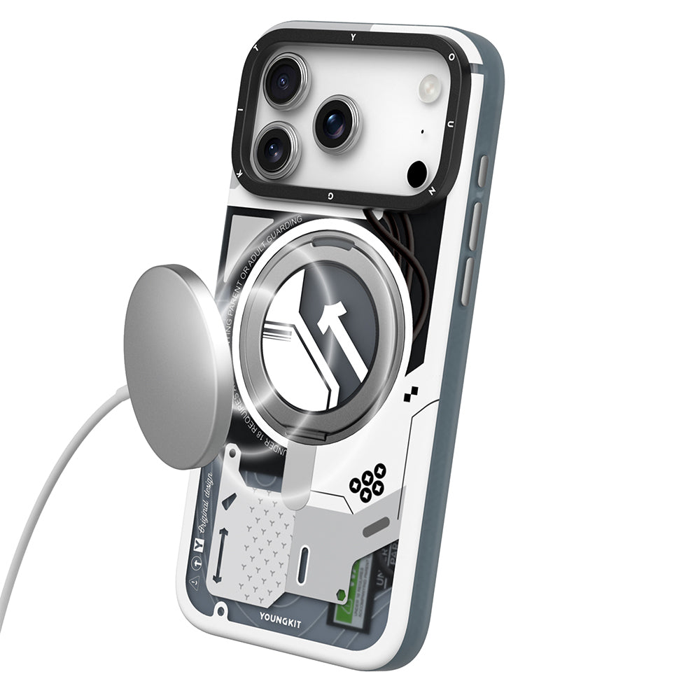 Apple iPhone 17 Pro Kılıf M-safe Şarj Özellikli Youngkit Starship Serisi Kapak Turuncu