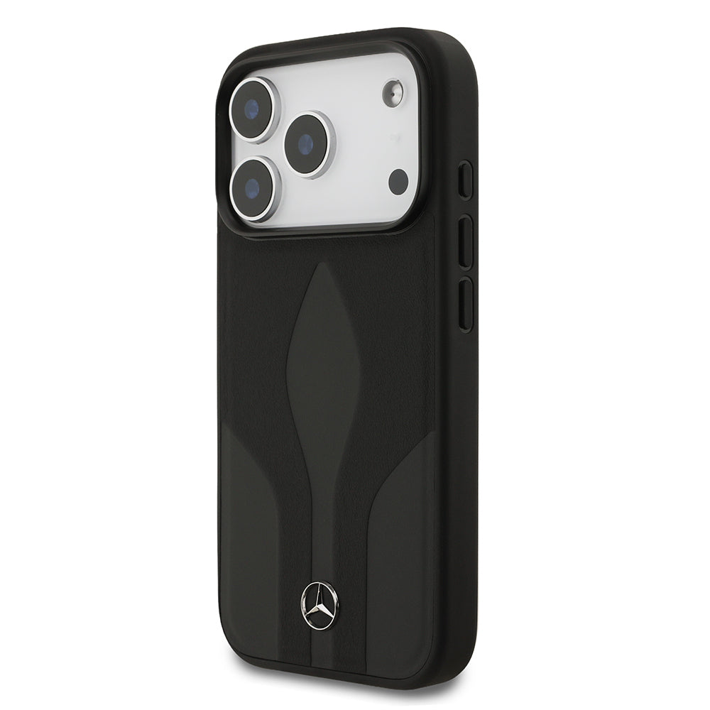 Apple iPhone 17 Pro Kılıf Mercedes Benz Orjinal Lisanslı M-safe Şarj Özellikli Dokulu Desenli Deri Kapak Kahverengi