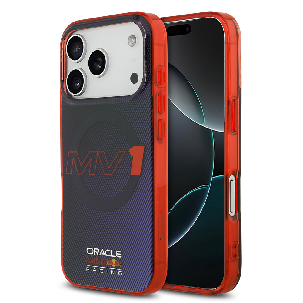 Apple iPhone 17 Pro Kılıf Redbull Orjinal Lisanslı M-safe Şarj Özellikli Çift Katmanlı Çizgi Desenli Sert PC MV Kapak Lacivert