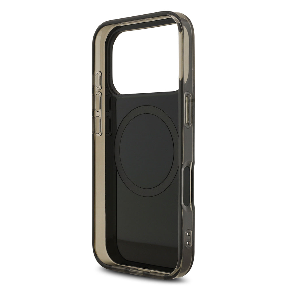 Apple iPhone 17 Pro Max Kılıf AMG Orjinal Lisanslı M-safe Şarj Özellikli IML Baskı Logolu Çift Katmanlı Bow Lines Kapak Siyah